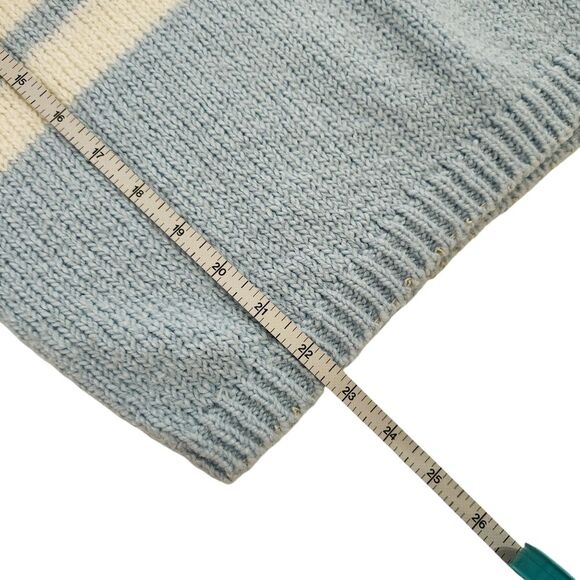 Diane Von Furstenberg Vintage Sweater Mock Neck 3/4 Sleeve 80's Blue White Large - Picture 10 of 10